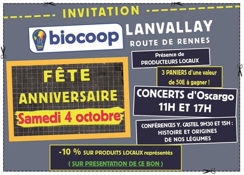 FETE ANNIVERSAIRE, 4 ANS DU MAGASIN BIOCOOP ! SAMEDI 4 OCTOBRE DES 8H30